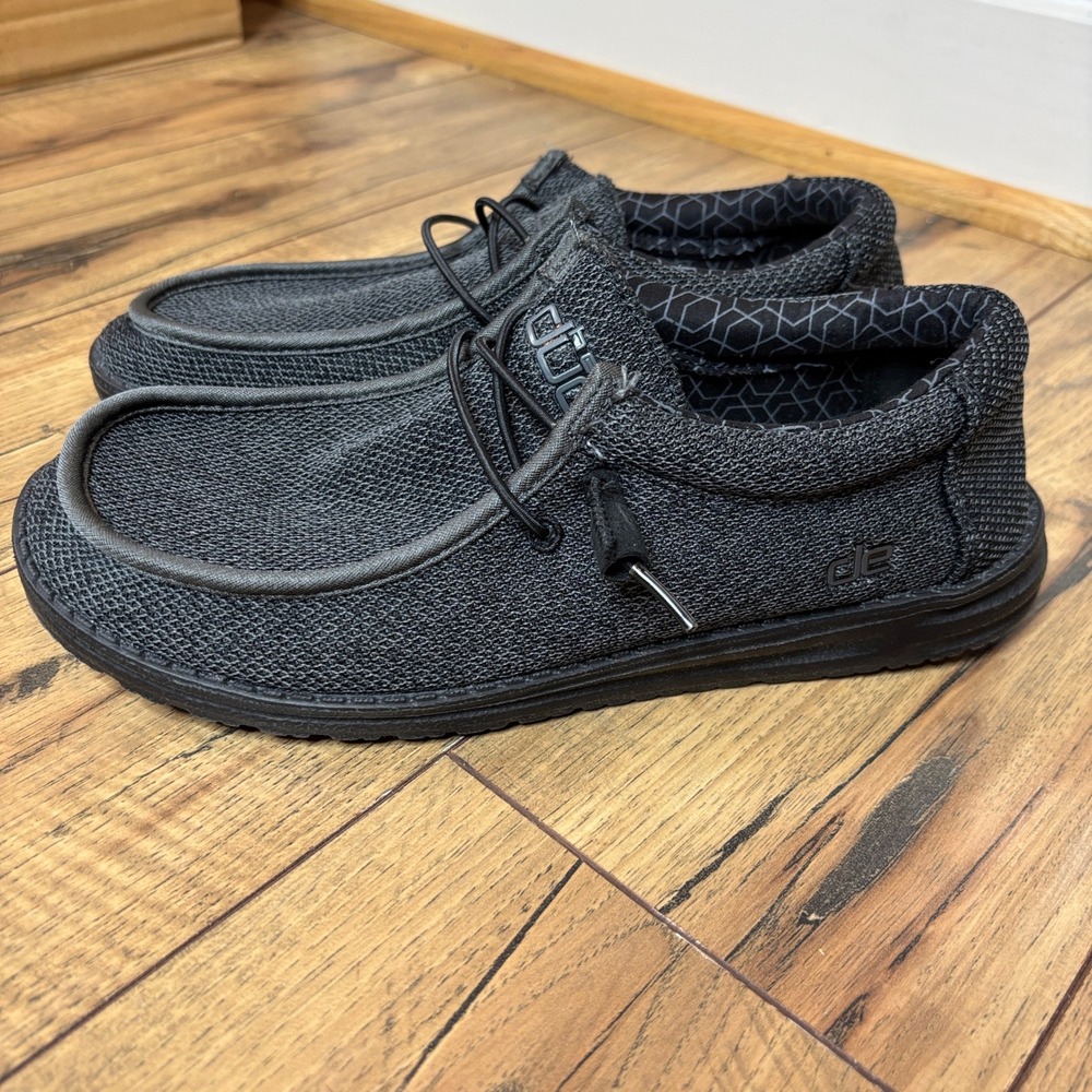 Hey Dude Wally Total Black Mesh Slip On Casual Loafers Mens Shoes Size 40 - Picture 11 of 11